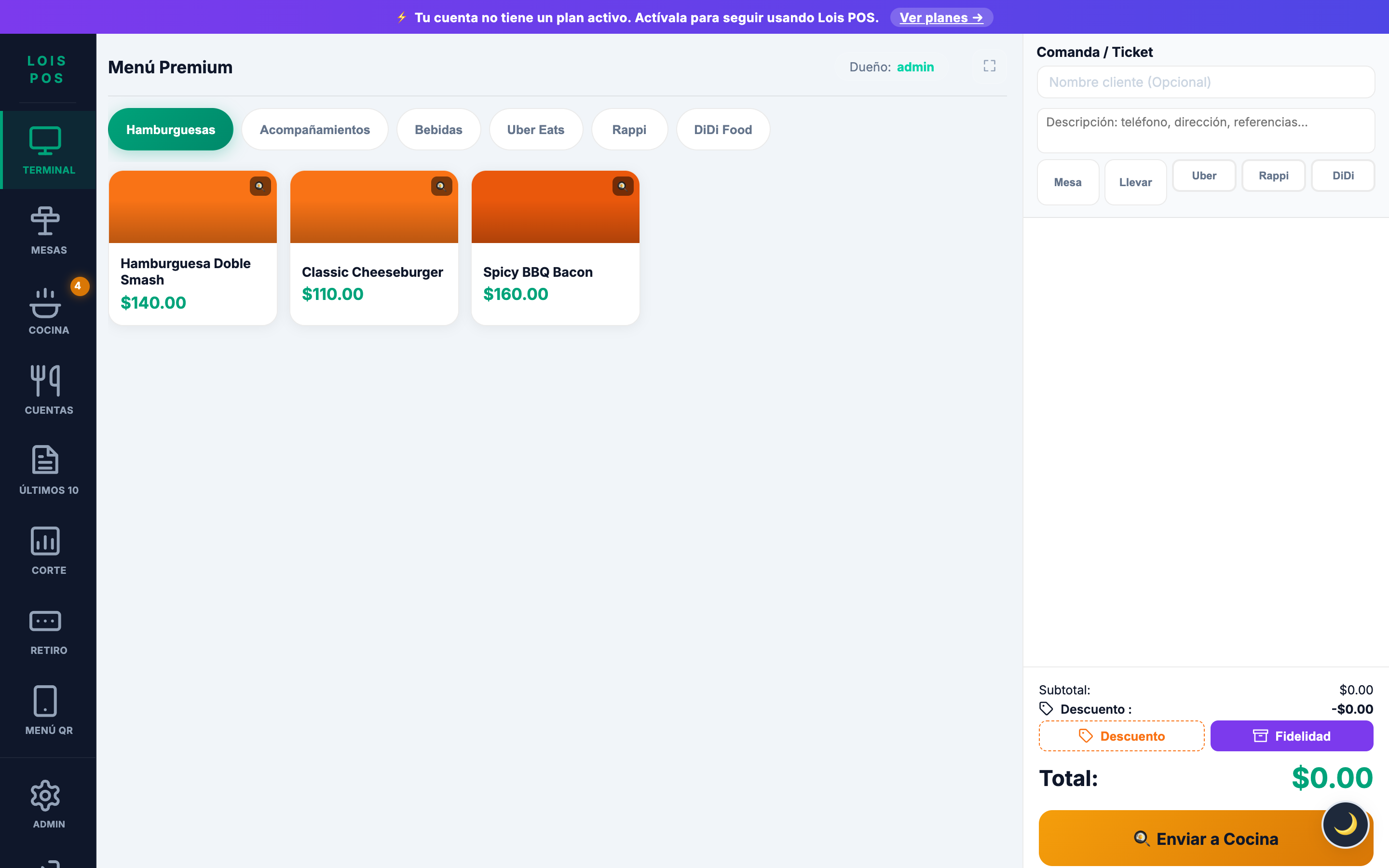 Dashboard de Lois POS Desktop